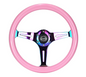 NRG Classic Wood Grain Steering Wheel 350mm Pink w/Neochrome 3-Spoke