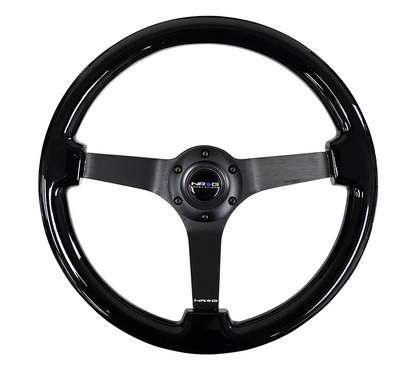 NRG Reinforced Steering Wheel 350mm / 3in. Deep - Black on Black spokes