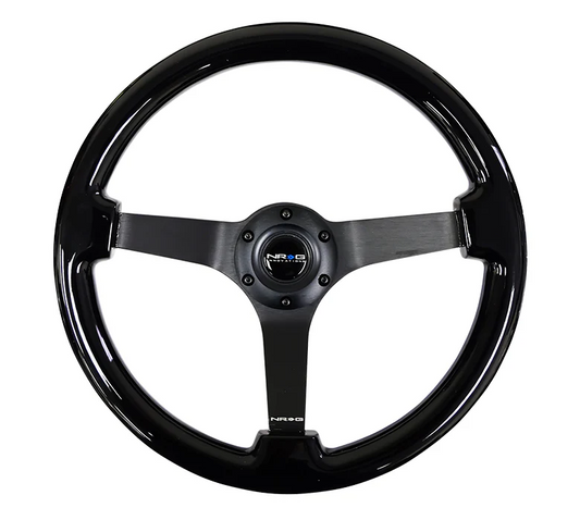 NRG Reinforced Steering Wheel 350mm / 3in. Deep - Black on Black spokes