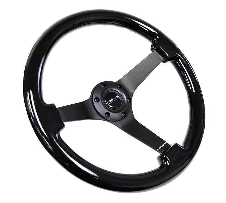 NRG Reinforced Steering Wheel 350mm / 3in. Deep - Black on Black spokes