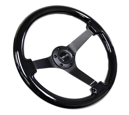 NRG Reinforced Steering Wheel 350mm / 3in. Deep - Black on Black spokes