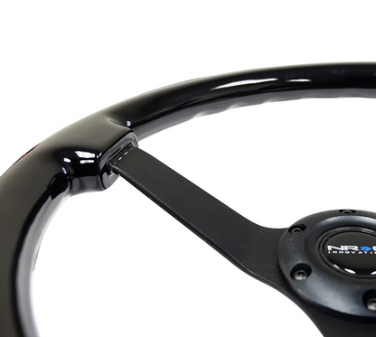 NRG Reinforced Steering Wheel 350mm / 3in. Deep - Black on Black spokes