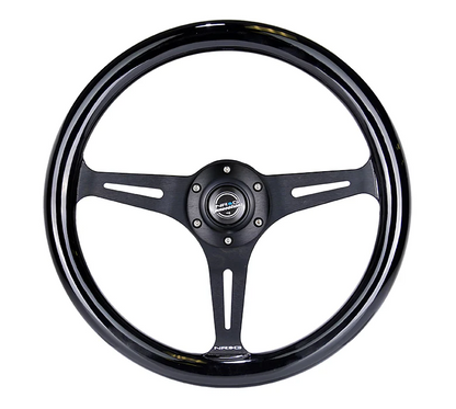 NRG Classic Wood Grain Steering Wheel 350mm - Black w/ Matte Black Spoke