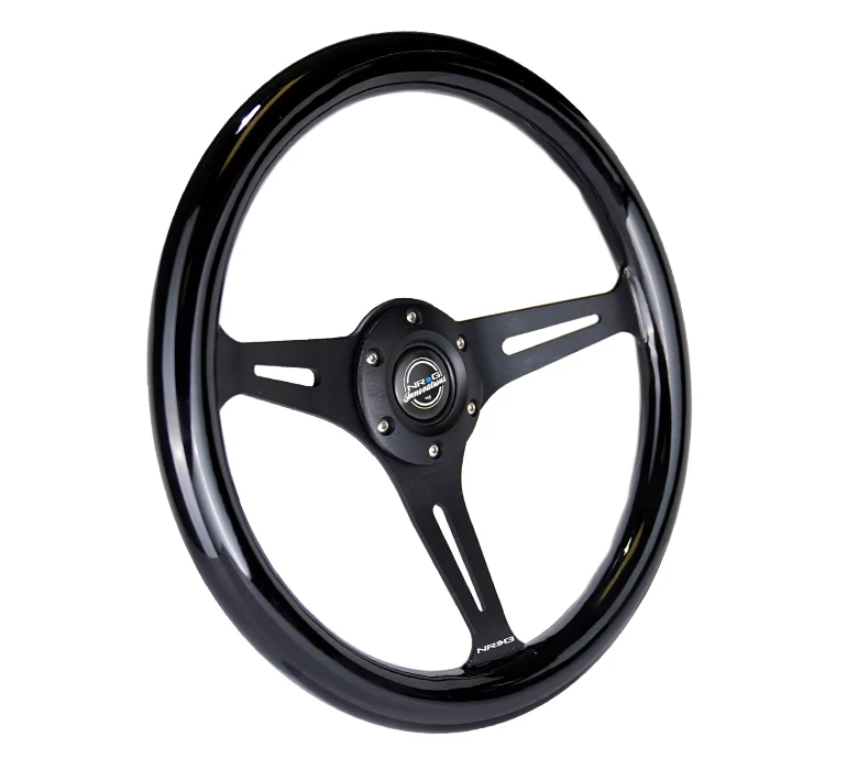 NRG Classic Wood Grain Steering Wheel 350mm - Black w/ Matte Black Spoke
