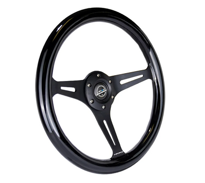 NRG Classic Wood Grain Steering Wheel 350mm - Black w/ Matte Black Spoke