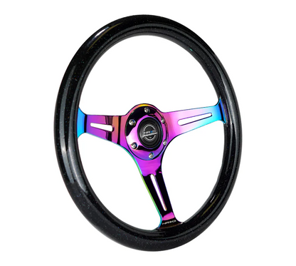 NRG Classic Wood Grain Steering Wheel 350mm - Galaxy Sparkle w/Neochrome Spoke