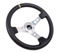 NRG Reinforced Steering Wheel 350mm / 3in Deep - Black Leather & Yellow CM
