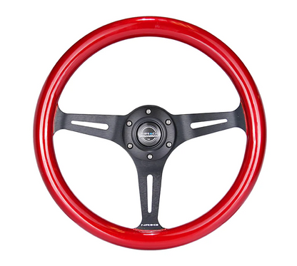 NRG Classic Wood Grain Steering Wheel 350mm - Red Flake Pearl