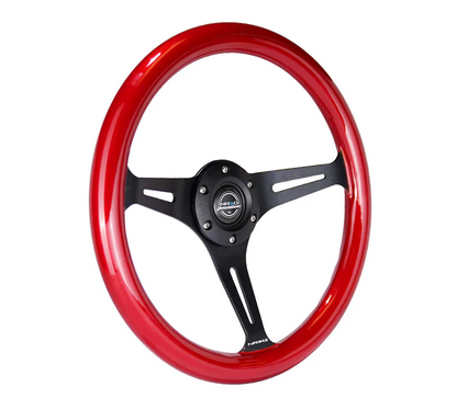 NRG Classic Wood Grain Steering Wheel 350mm - Red Flake Pearl