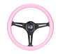 NRG Classic Wood Grain Steering Wheel 350mm - Pink w/Black Spokes