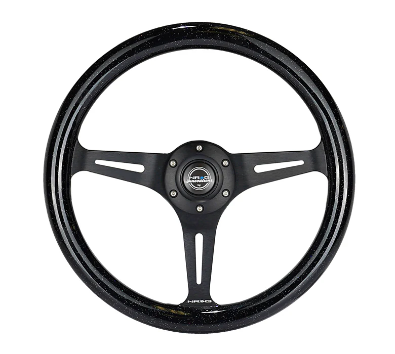 NRG Classic Wood Grain Steering Wheel 350mm - Black Sparkled