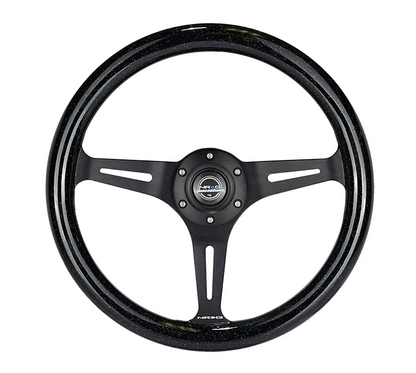 NRG Classic Wood Grain Steering Wheel 350mm - Black Sparkled