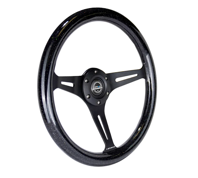 NRG Classic Wood Grain Steering Wheel 350mm - Black Sparkled