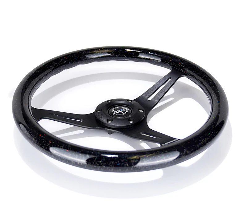 NRG Classic Wood Grain Steering Wheel 350mm - Black Sparkled