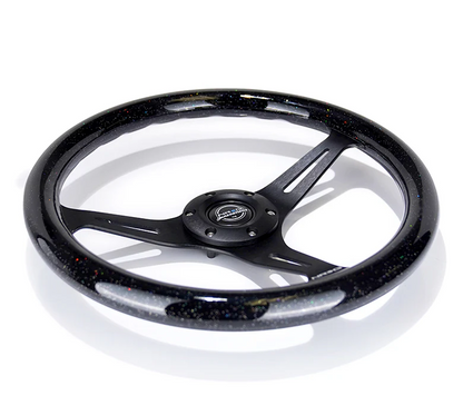 NRG Classic Wood Grain Steering Wheel 350mm - Black Sparkled