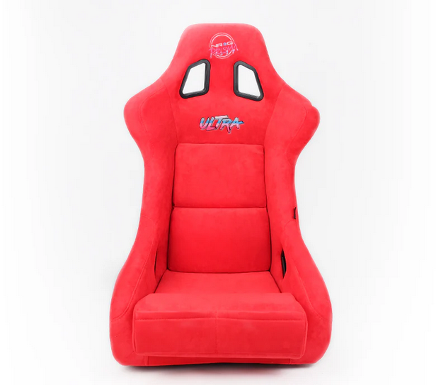 NRG FRP Fiber Glass Bucket Seat ULTRA Red Alcantara - XLarge