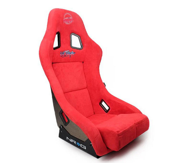 NRG FRP Fiber Glass Bucket Seat ULTRA Red Alcantara - XLarge