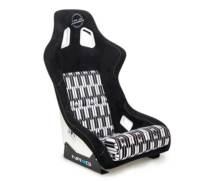 NRG FRP Bucket Seat Black & White Yaba Print - Large