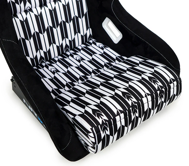 NRG FRP Bucket Seat Black & White Yaba Print - Large