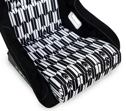 NRG FRP Bucket Seat Black & White Yaba Print - Large