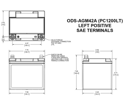Odyssey Battery Powersport Extreme ODS-AGM42A (PC1200LT)