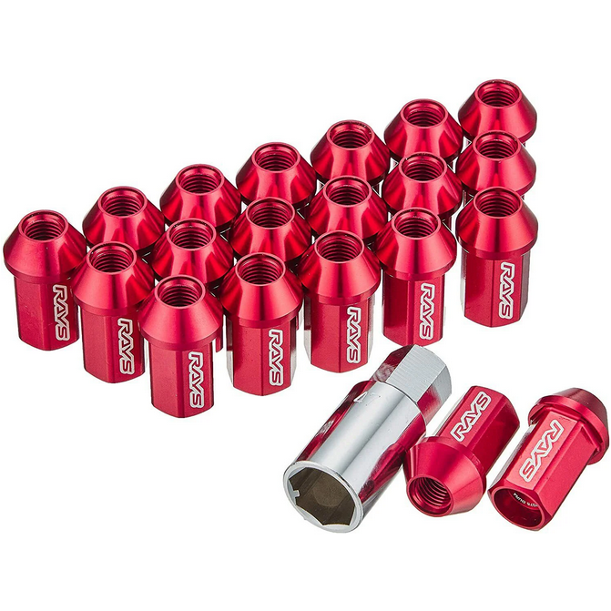 Rays Dura-Nut L42 Straight Type Lug Nut & Lock Set - 12X1.25 - Red