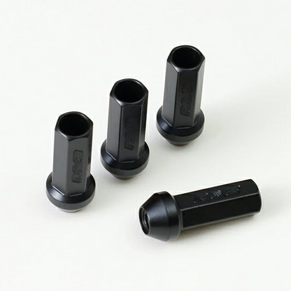 Rays 17 Hex Racing L58 Super Long Type Lug Nut - 12x1.25 - Black (4pcs)