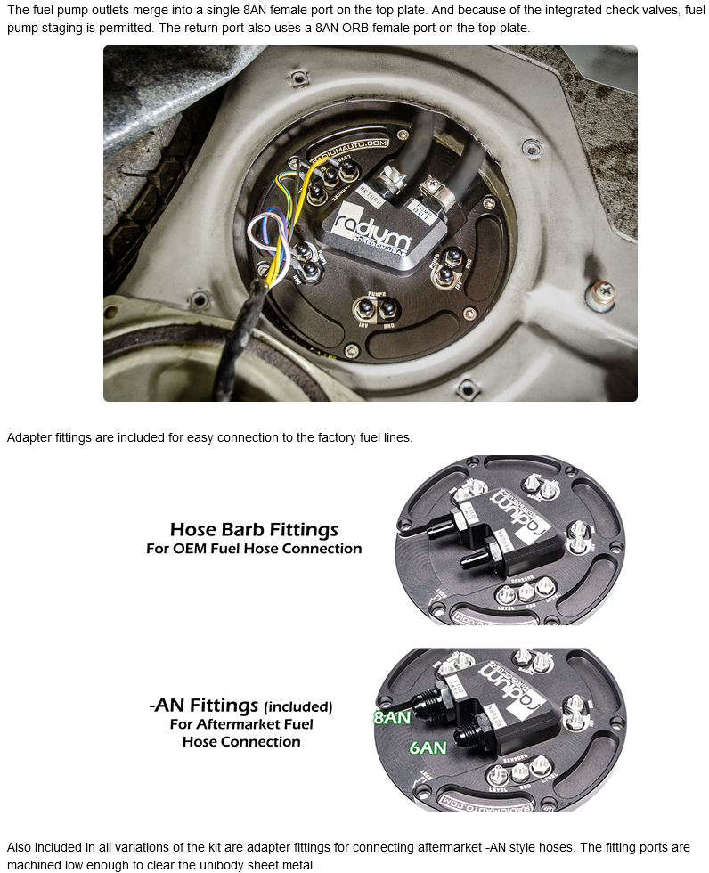 Radium Fuel Sending unit Hanger S13 240sx for Walbro GS342 / AEM 50-1200