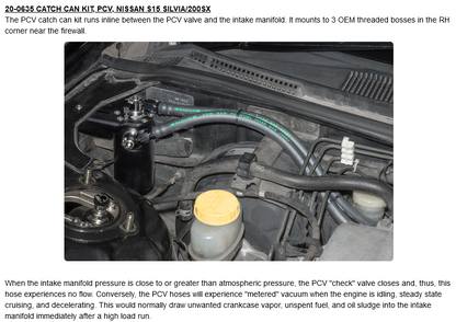 Radium Engineering Nissan S15 Silvia Catch Can Kit PCV Fluid Lock