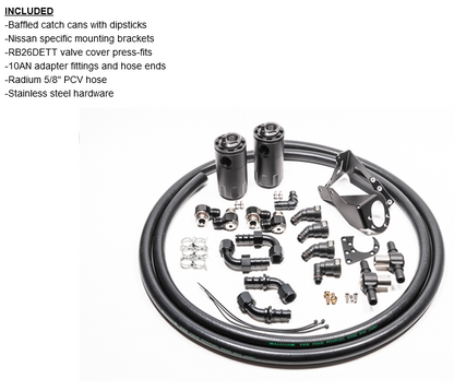 Radium Engineering Dual Catch Can Kit Nissan R32 Skyline GT-R Fluid Lock