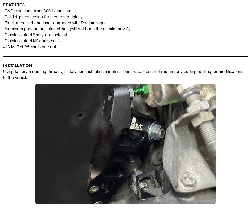Radium Nissan R32 Skyline Master Cylinder Brace