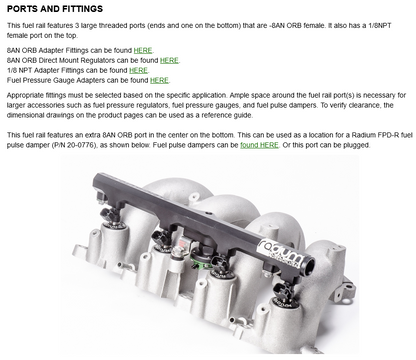 Radium Engineering S13 Silvia SR20DET Fuel Rail Top Feed Conversion Kit