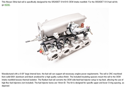 Radium Engineering Nissan S14 / S15 SR20DET Fuel Rail Kit