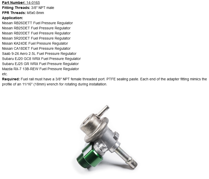 Radium Engineering FPR Adapter - Nissan