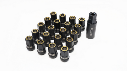 Wheel Mate Muteki HR38 Open End Lug Nuts 12x1.25 Black Chrome / Yellow Ring