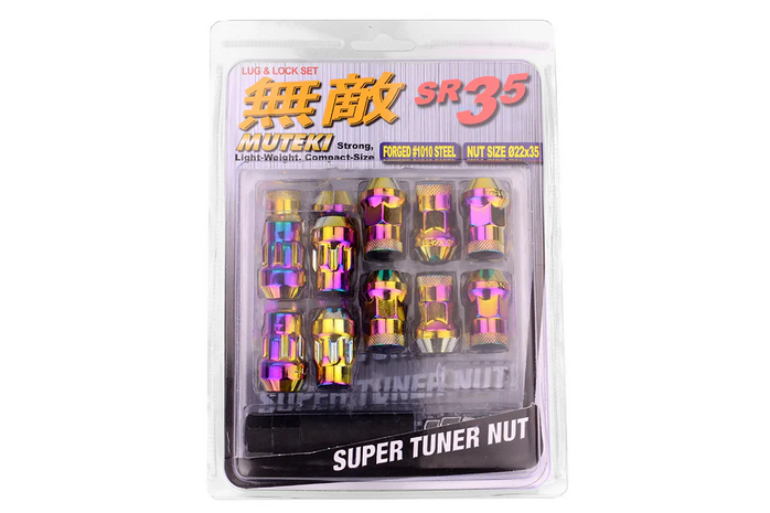 Wheel Mate Muteki SR35 Close End Lug Nuts w/ Lock Set 12x1.25 35mm - Neon
