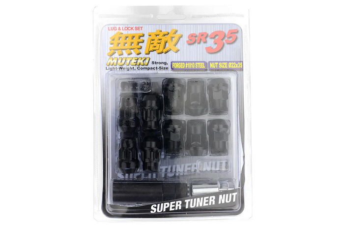 Wheel Mate Muteki SR35 Close End Lug Nuts w/ Lock Set 12x1.25 35mm - Black
