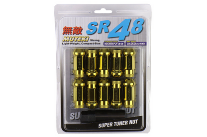 Wheel Mate Muteki SR48 Open End Lug Nuts 12x1.25 48mm - Gold Chrome