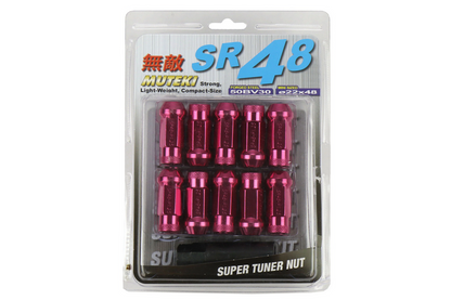 Wheel Mate Muteki SR48 Open End Lug Nuts 12x1.25 48mm - Chrome Pink