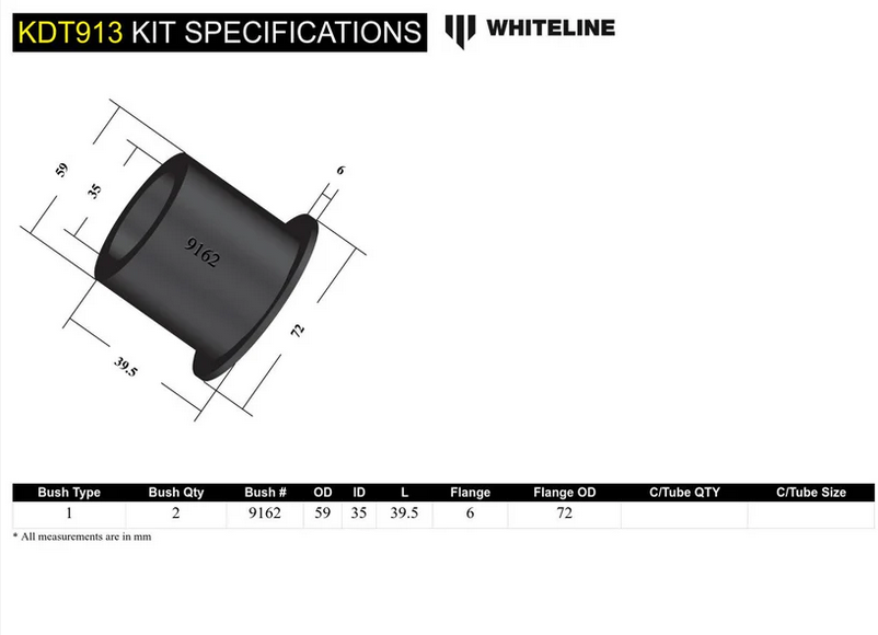 Whiteline Rear Differential to Subframe Bushing 95-98 240SX S14 S15 Skyline