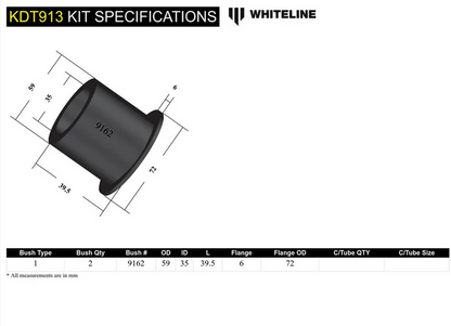 Whiteline Rear Differential to Subframe Bushing 95-98 240SX S14 S15 Skyline