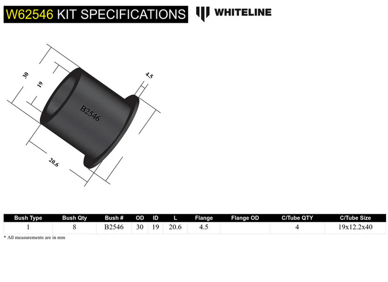 Whiteline Rear Lower Outer Control Arm Bushing Kit - 89-98 240SX S13 S14