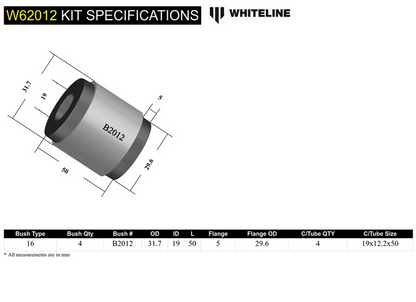 Whiteline Rear Lower Inner Control Arm Bushing Kit - 89-98 240SX S13 S14