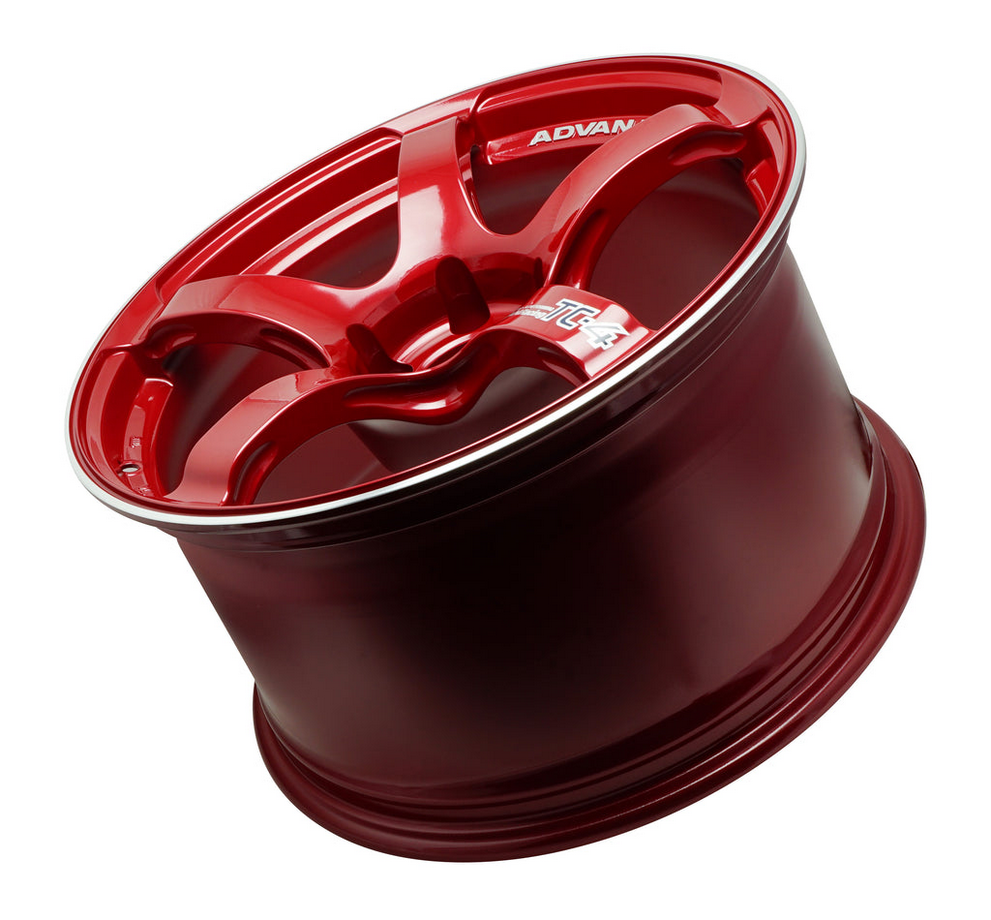 Advan TC4 18x10 +25 5x114.3 Racing Candy Red and Ring Wheel