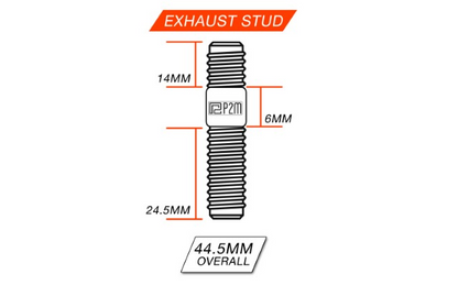 P2M 2-Pcs Stainless Exhaust Double Head Stud Nut Set - M10X1.25