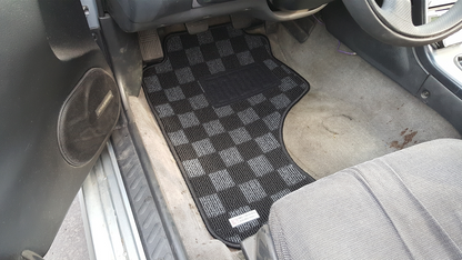 P2M S13 240sx Front Checkered Race Floor Mats - Dark Grey