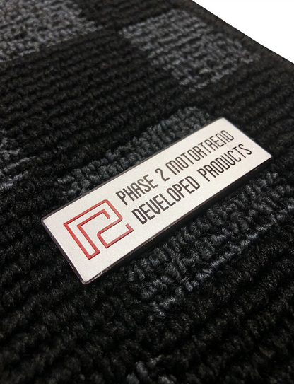 P2M R32 GTR Skyline Checkered Rear Trunk Mat - Dark Grey