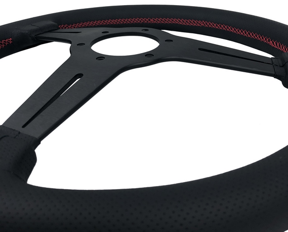 P2M 340mm Competition Steering Wheel - 30mm Dish Perforated Leather