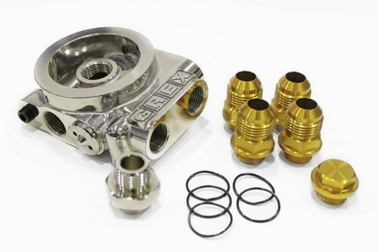 GReddy Type-I Oil Filter Relocation Sandwich Block w/Thermostat - 3/4x16UNF