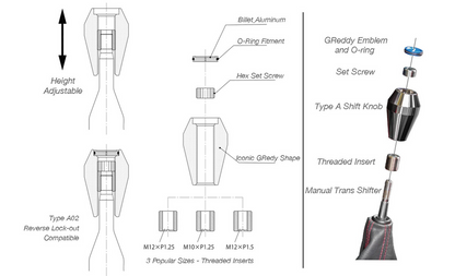 Greddy Polished Shift Knob A02 - Low Type w/ Reverse Lockout Lever